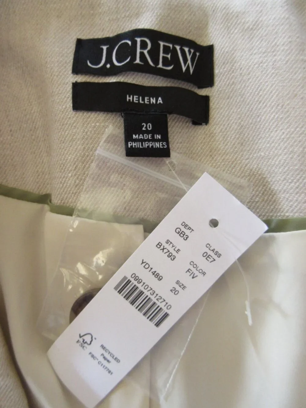 NWT J.Crew Helena Blazer 20 Sydney Pant 18 in Flax Stretch Linen Blend Suit